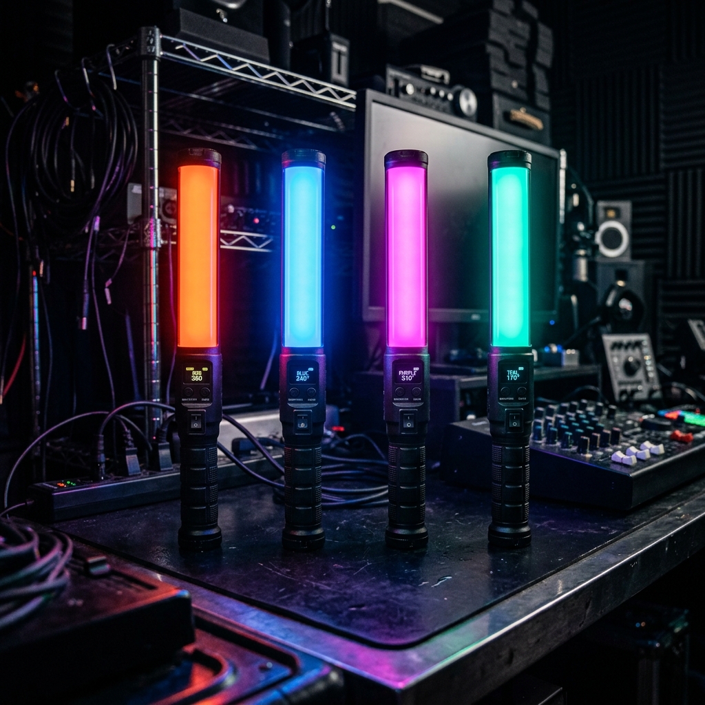 RGB Handheld Light Wand, 360° RGB LED Light Stick x4